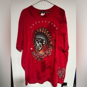 Affliction Black Label Men’s Skull Rhinestone Short Sleeve T-shirt- 3XL